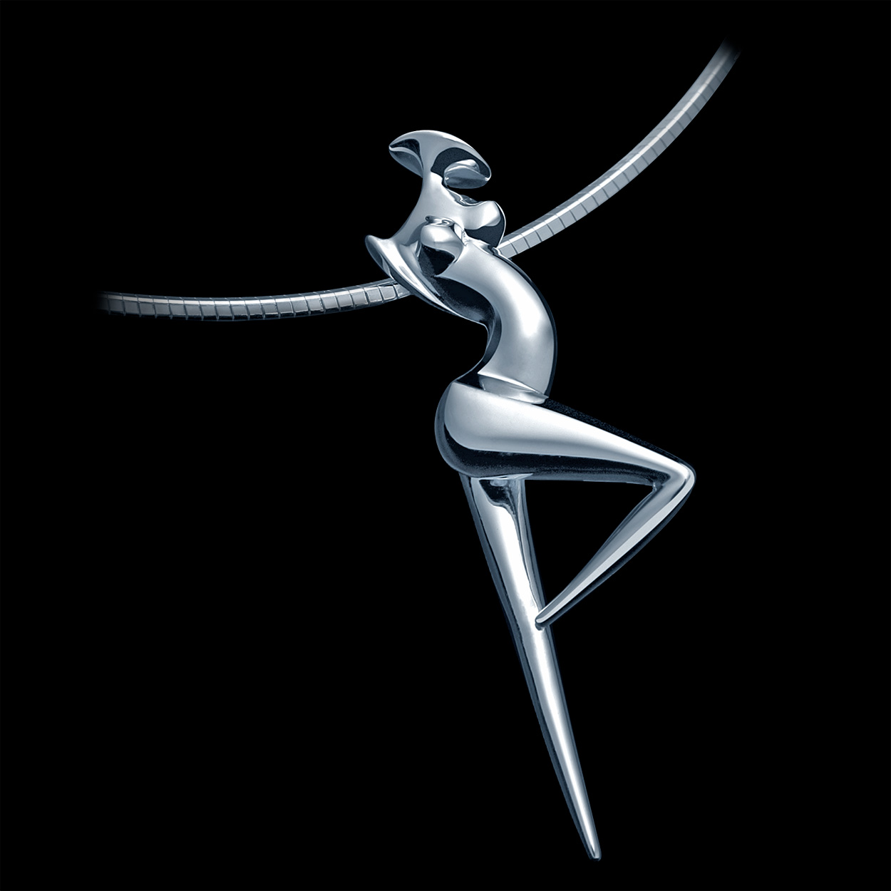 La Danseuse, Contemporary solid Silver Jewel by the artist Marion Bürklé