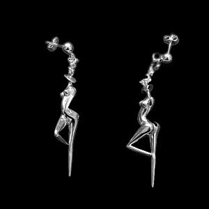 Earrings «  La Danseuse », Silver Jewel Jewel signed by the artist Marion bürklé