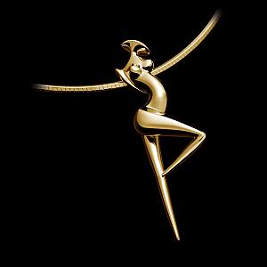 Pendant La Danseuse, contemporary Gold Jewel of sculptor Marion Bürkle