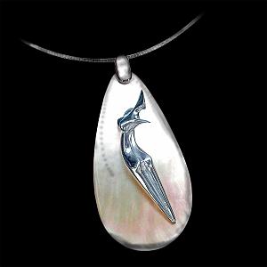 Nina, white mother of pearl and solid Silver, Jewel of Marion Bürklé